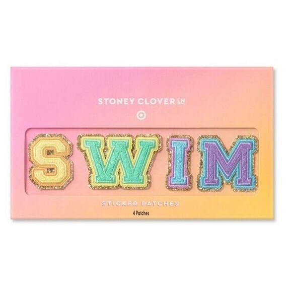 Stoney Clover Lane x Target SWIM Sticker Patches Varsity Letters Beach Travel - Picture 1 of 8